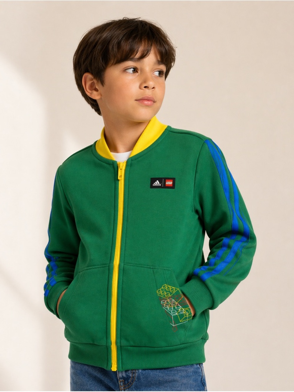Adidas x LEGO Kids Track Jacket - Size 5-6yrs - Green Zip-Up - Athletic & Retro